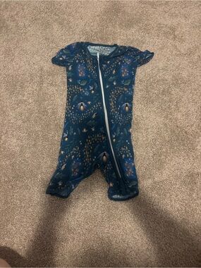 BAMBOO Navy Blue fire flies Zip Baby One-Piece